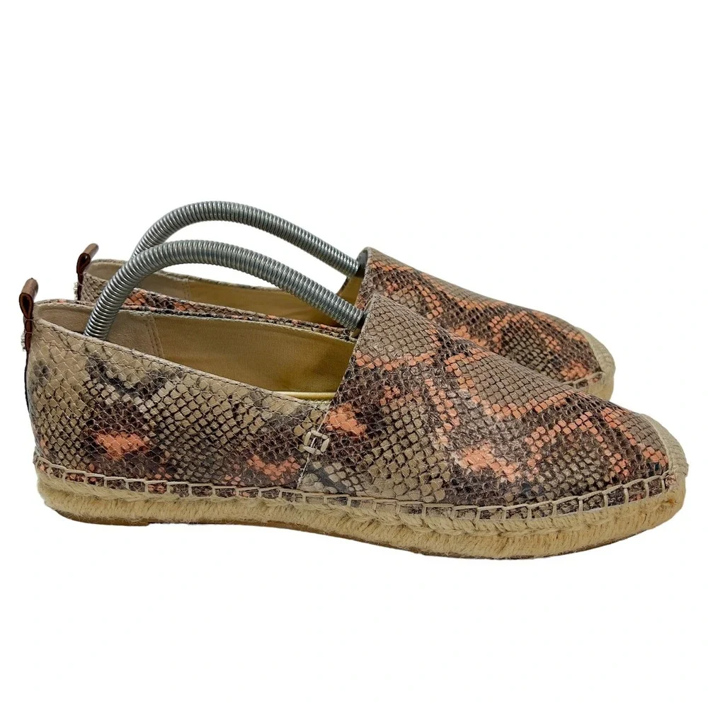 Sam Edelman Khloe Slip-On Snakeskin Mesa Nude Leather Espadrille Flats Size 10